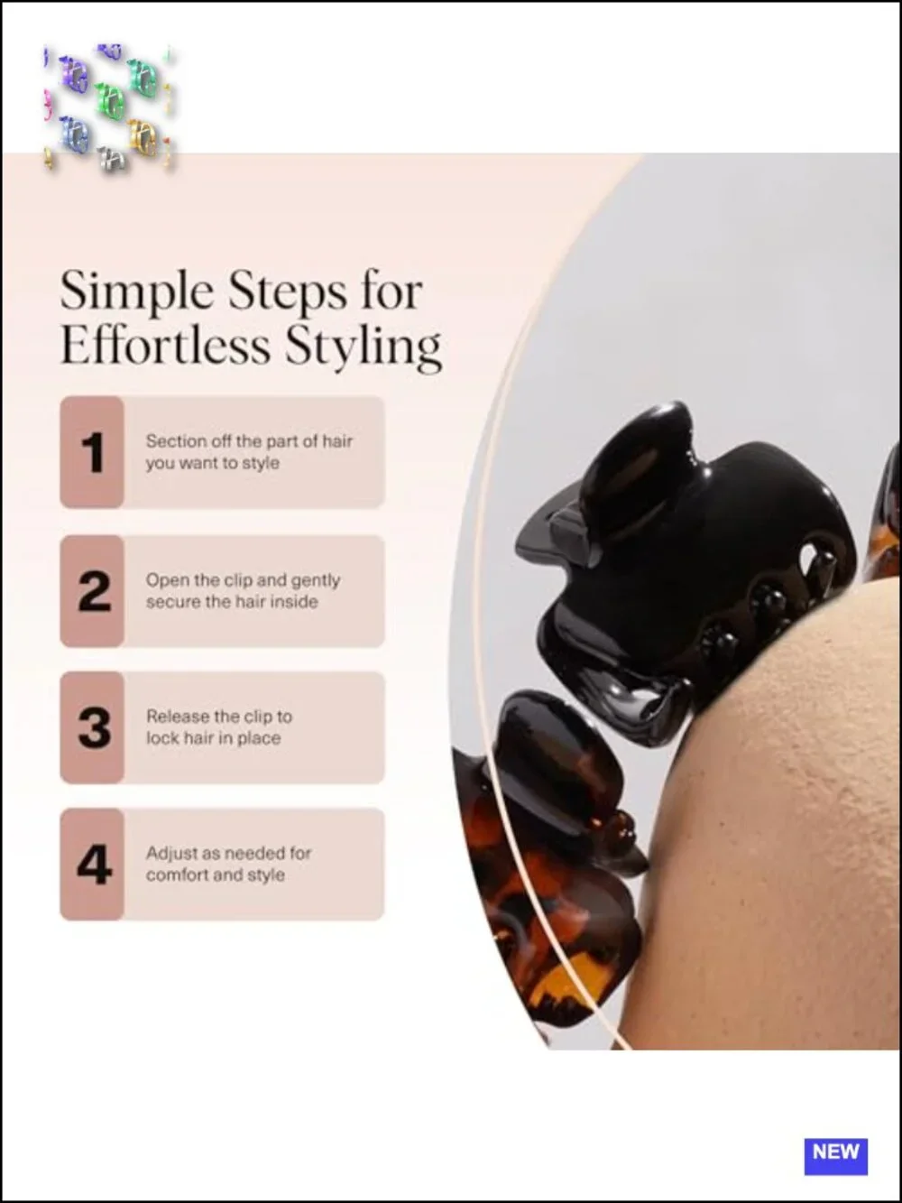 Small Hair Claws - Recycled Plastic, Stay-in-Place Clips for Women